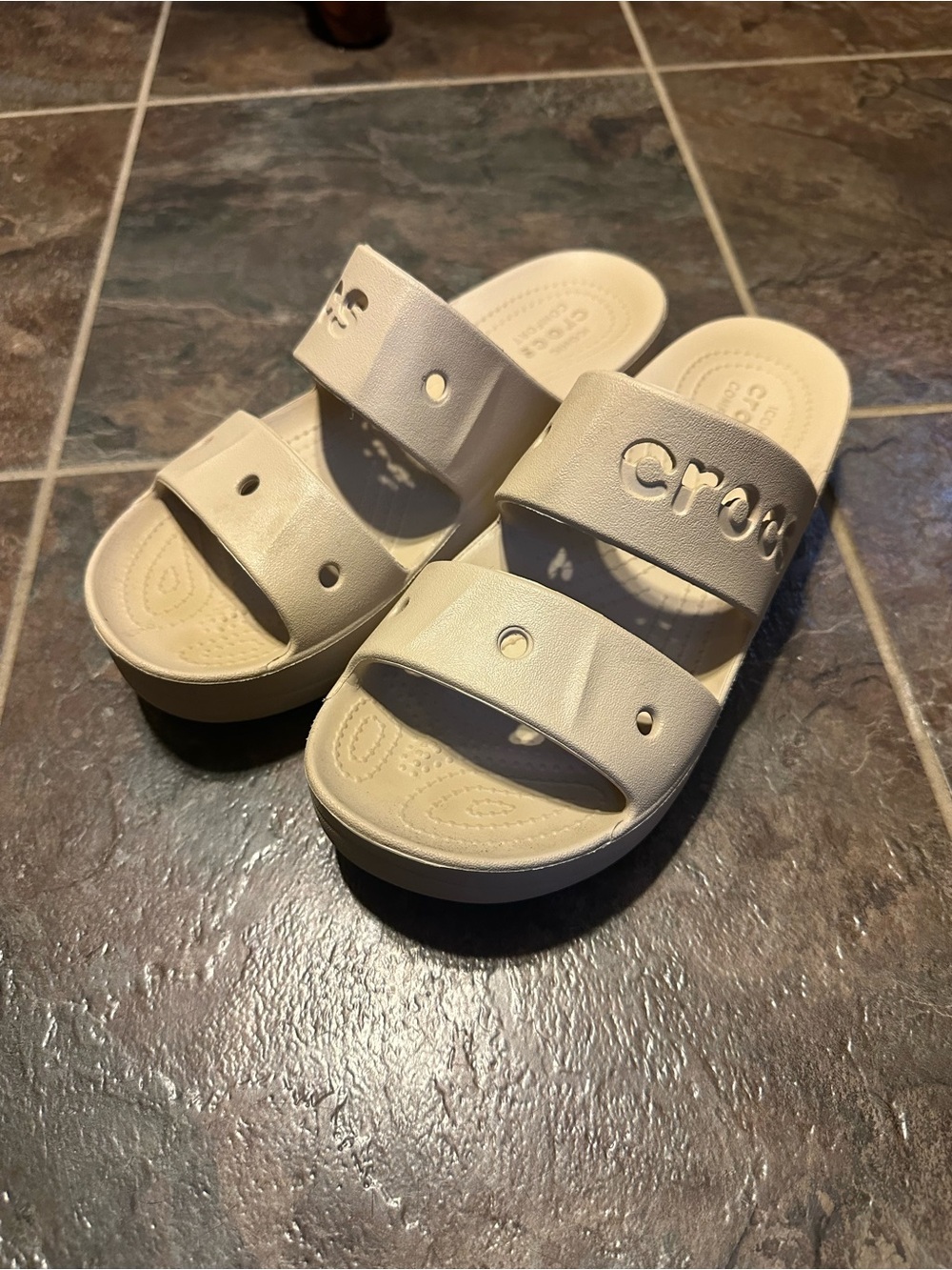 CROCS Dual-Strap Slide Sandals - Cream